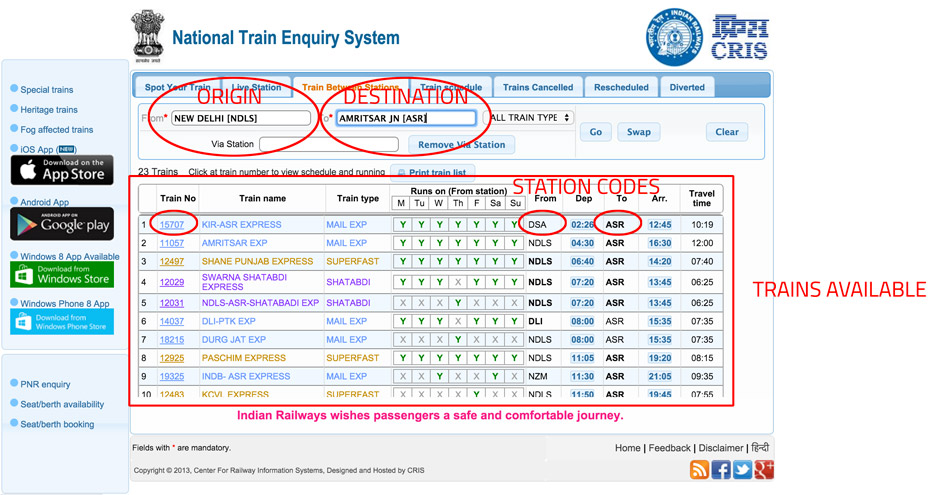 national train enquiry system India